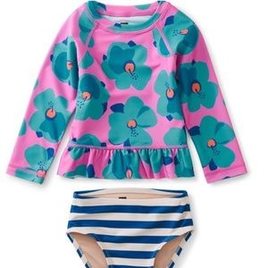 NWT Tea Collection Rash Guard Baby Swim Set 3T